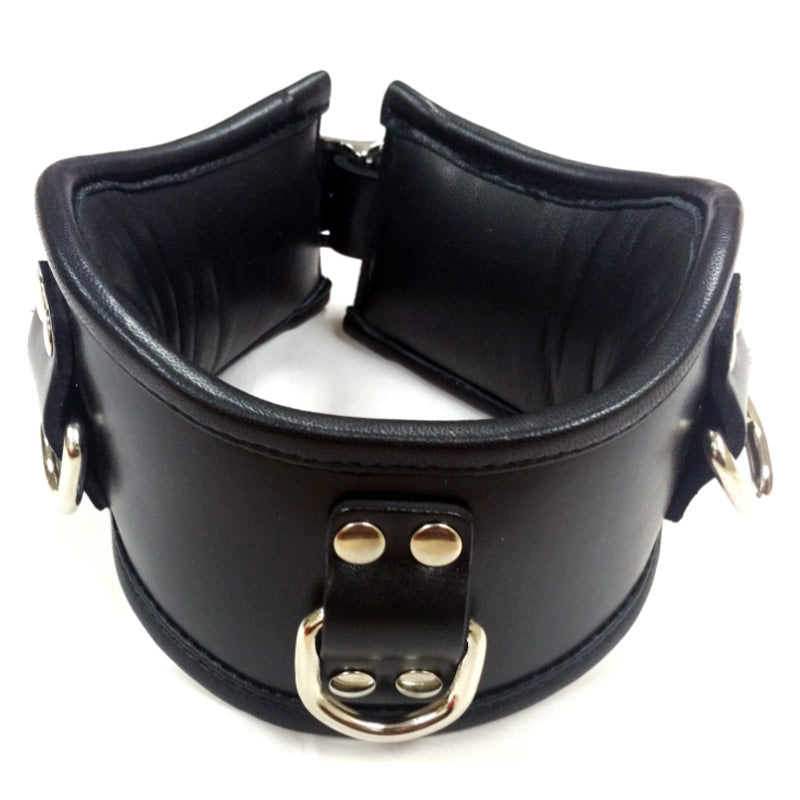 Rouge Garments Leather Padded Posture Collar with 3 D-Rings
