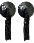 Black Sequin With Black Tassel Pasties