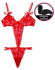 Remote Controlled Vibrating Strappy Lace Teddy
