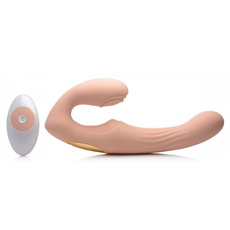 15X U-Pulse Silicone Pulsating and Vibrating Strapless Strap-on with Remote