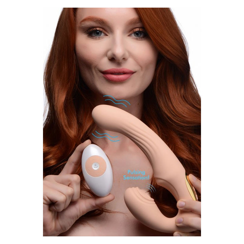 15X U-Pulse Silicone Pulsating and Vibrating Strapless Strap-on with Remote