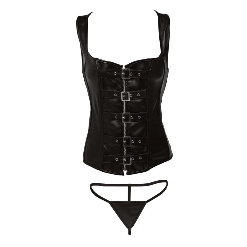 Lace-up Corset Vest &amp; Thong