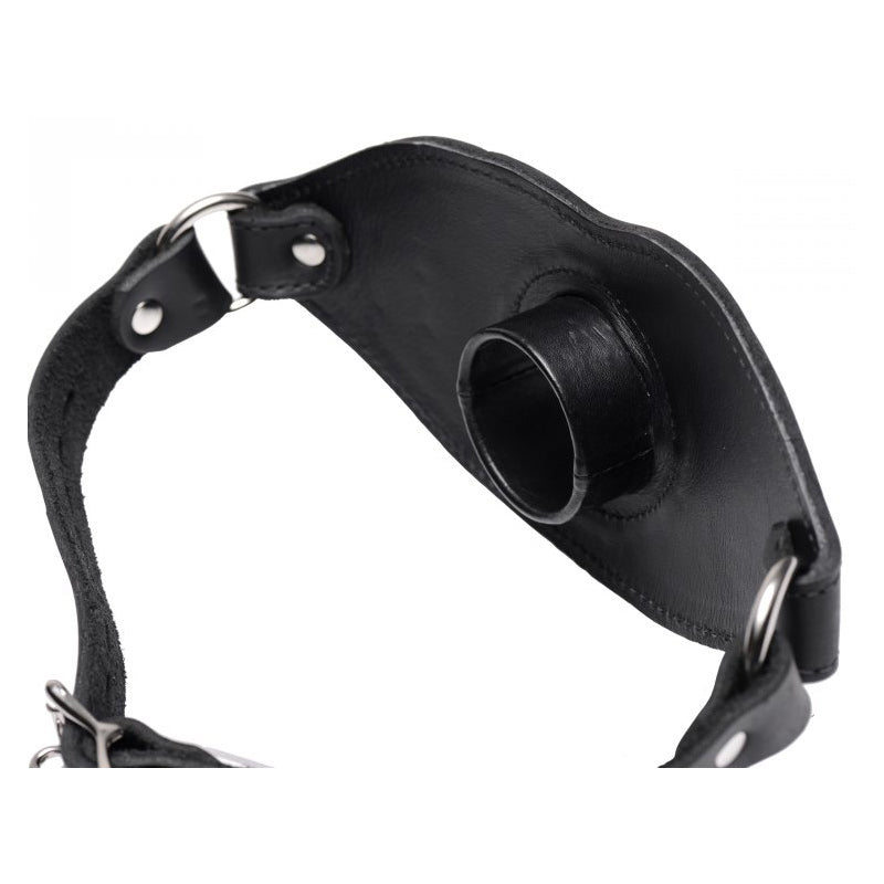 Leather Locking Open Mouth Gag