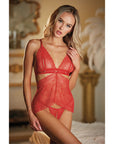 Allure Lace Peek-A-Boo Chemise And Ouverte G-String