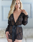 Allure Lace And Mesh Robe With G-String