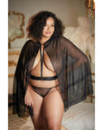 Allure Lace And Mesh Cape With Attached Waist Belt