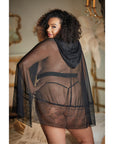 Allure Lace And Mesh Cape With Attached Waist Belt