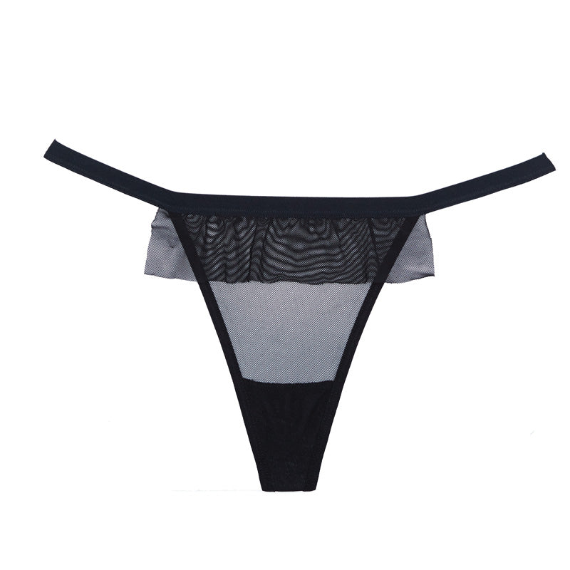 Allure Panty With Mesh Front With Flounce &amp; Open Back With Bow Detail