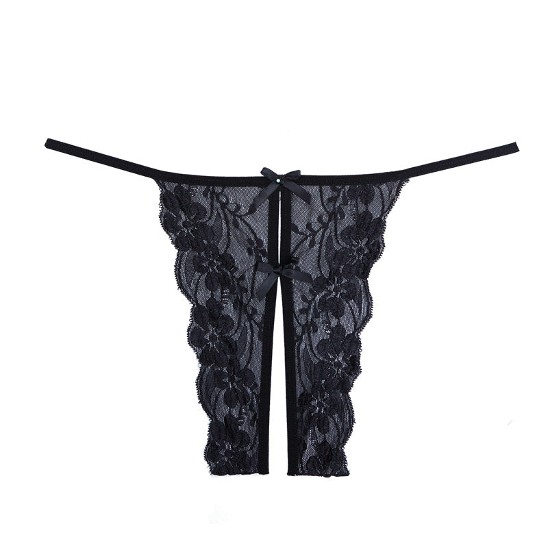 Allure Lace Open Panty With Double Mini Bow Detail In The Front And Back