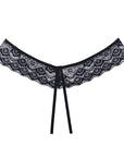 Allure Open Panty With Lace And Mesh Front With Dual Bow Trim & Lace Back With Dual Straps