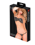 Noir Faux Leather Lucky Bandeau G String Set