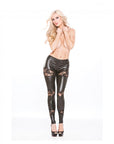 Kitten Captivating Lace & Wet Look Leggings