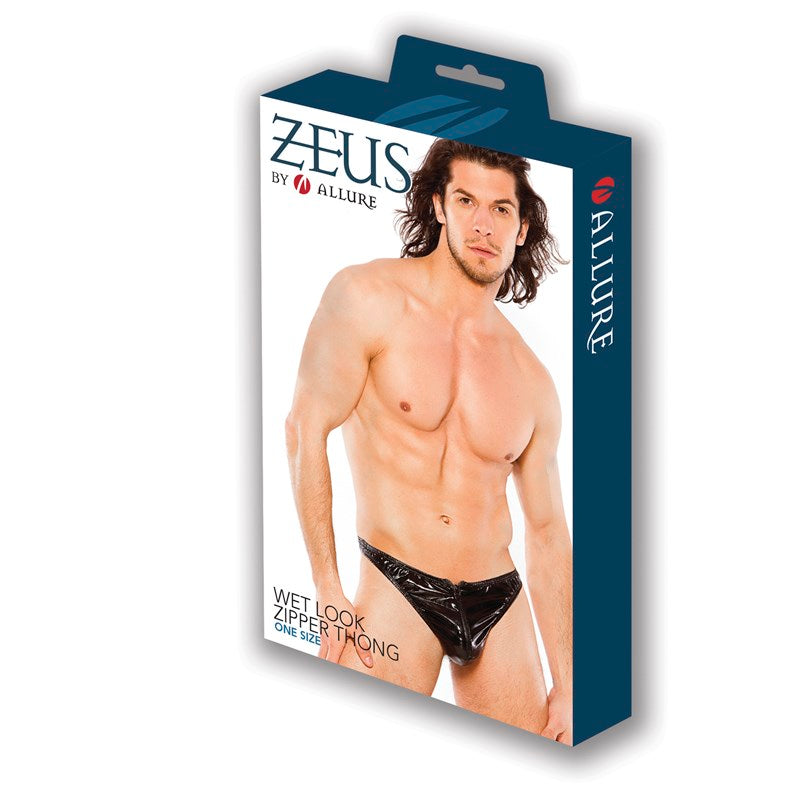 Zeus Wet Look Zipper Sexy Thong