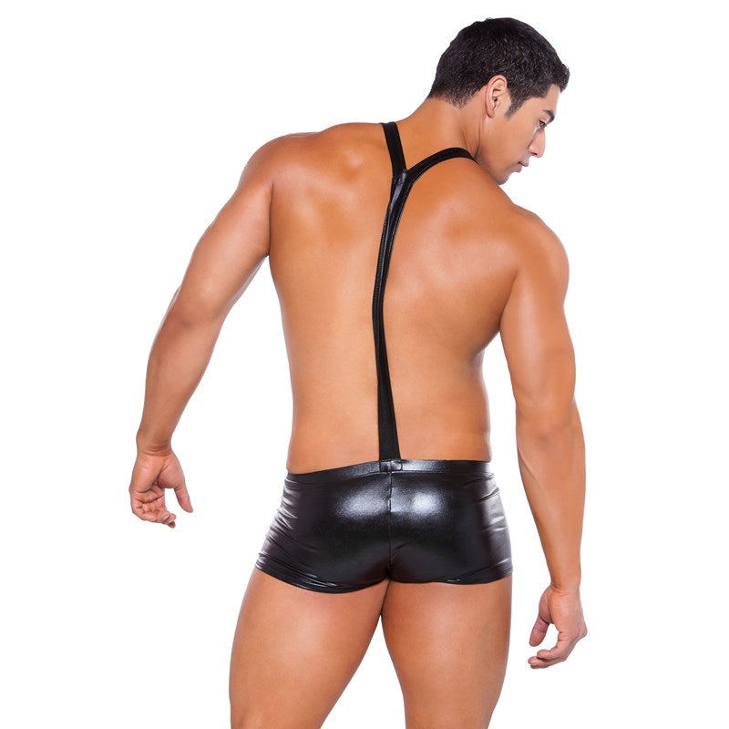 Zeus Wet Look Suspender Shorts