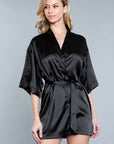 Satin Robe With Satin Front Ties