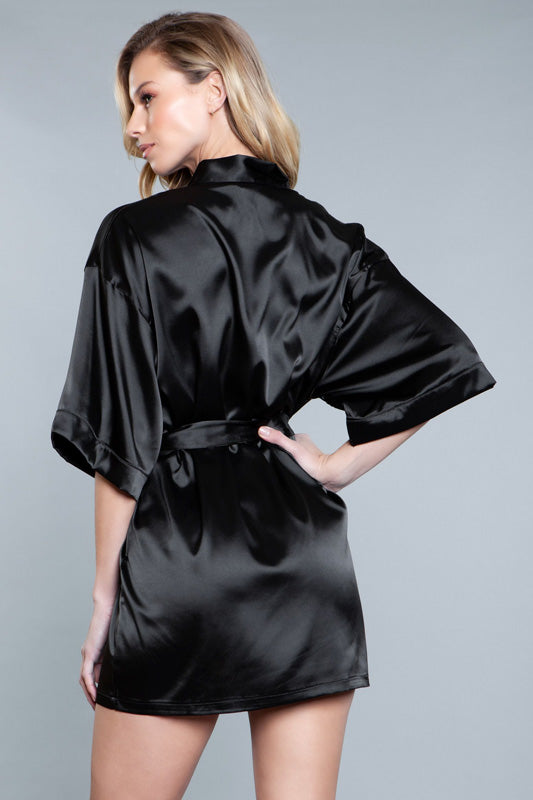 Satin Robe With Satin Front Ties