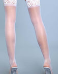 Stay Up Spandex Sheer Thigh Highs With Silicone Lace Top