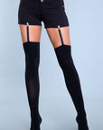 Opaque Thigh Highs With Attached Garter