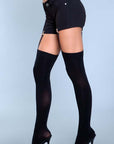 Opaque Thigh Highs With Attached Garter