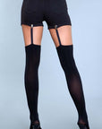 Opaque Thigh Highs With Attached Garter