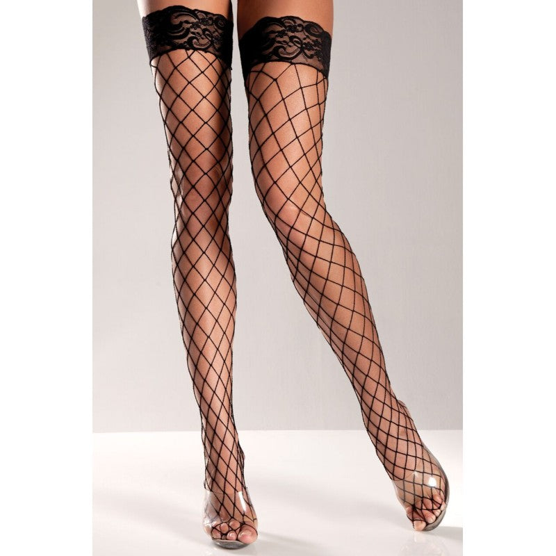Fencenet With Stay-up Lace-Top Thigh Highs