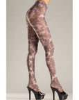 Opaque Floral Print Pantyhose