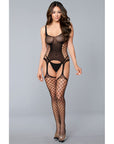 Sleeveless Suspended Bodystocking With Side Cut Outs