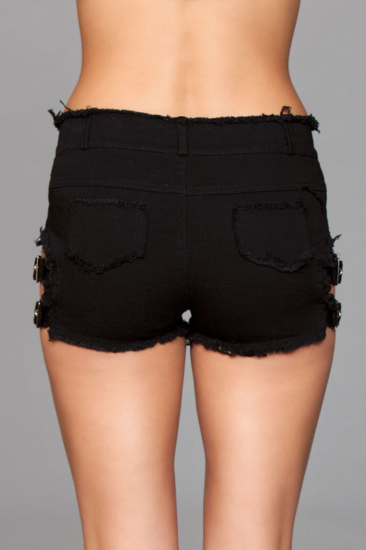 Denim Shorts With Buckle Sides