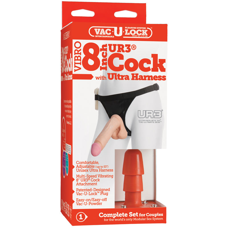 Vac-U-Lock Vibro Ultra Harness 2 &amp; Plug With 8 Inch Ur3 Cock - Non-retail Packaging