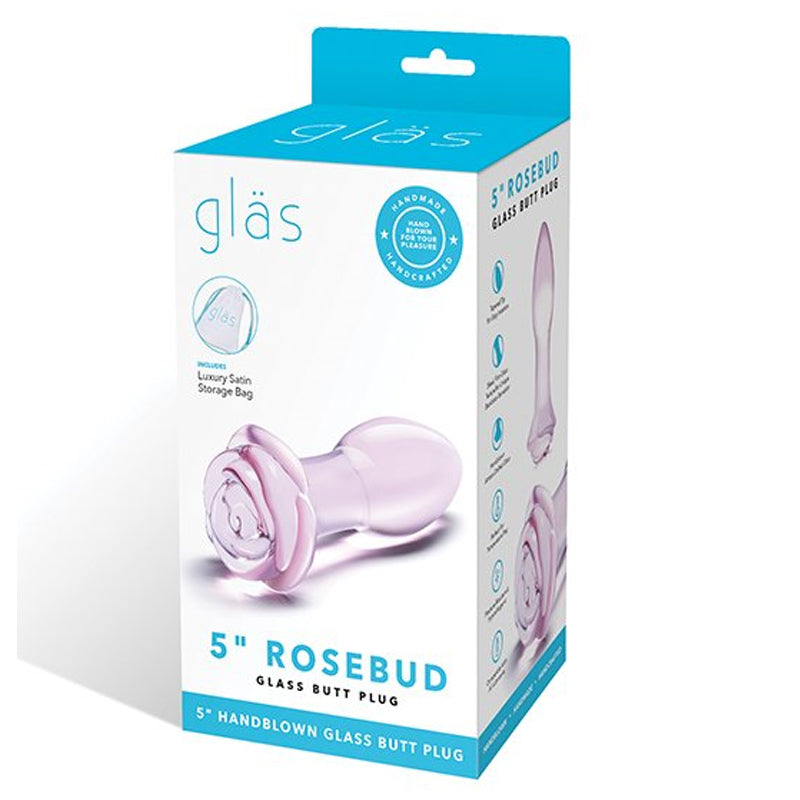 5 Inch Rosebud Glass Butt Plug