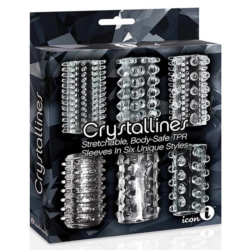 The 9s Crystalline TPR Cock Sleeves 6 Pack