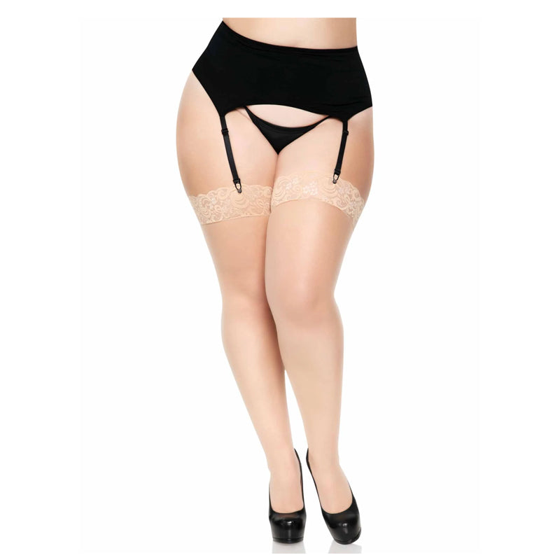 Leg Avenue - Sheer Lace Top Stockings with Backseam