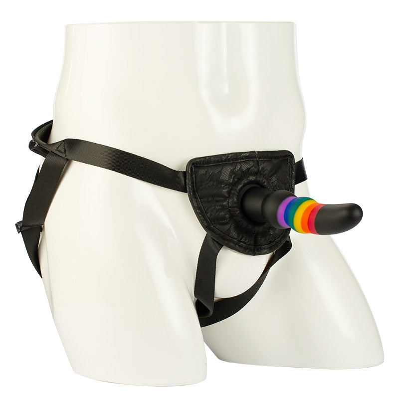 Vibrating Rainbow Strap On - Packed In Sealed Foil Bags