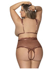 Caramel Kiss Cupless And Crotchless Teddy with Open Back