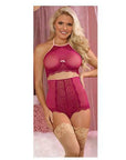 Cranberry Crush Peek a Boo Halter Bralette & High Waist Panty