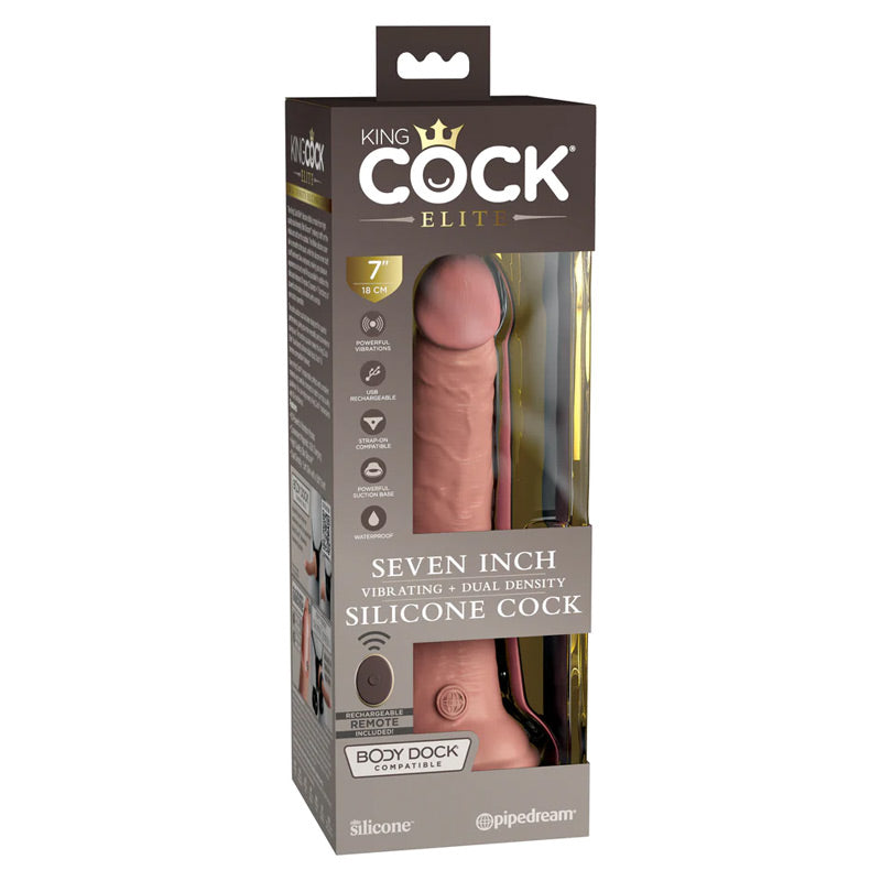 King Cock Elite 7"Dual Density Vibe Silicone Cock
