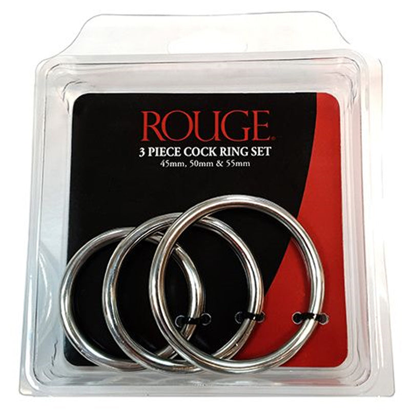 Rouge Stainless Steel 3 Piece Cock Ring Set