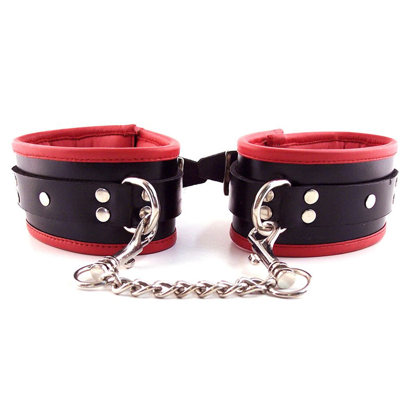 Rouge Padded Leather Wrist Cuffs