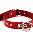 Rouge Leather O-Ring Studded Collar