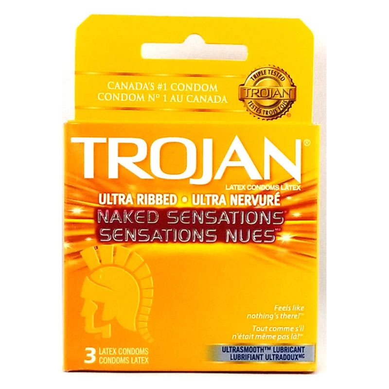 Trojan Ultra Ribbed Naked Sensations 3 Pack