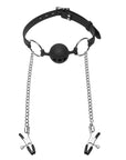 Hinder Breathable Silicone Ball Gag With Nipple Clamps