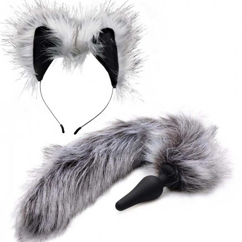 Grey Wolf Tail and Ears Set