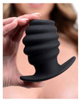 Silicone Ribbed Hollow Anal Plug - Large