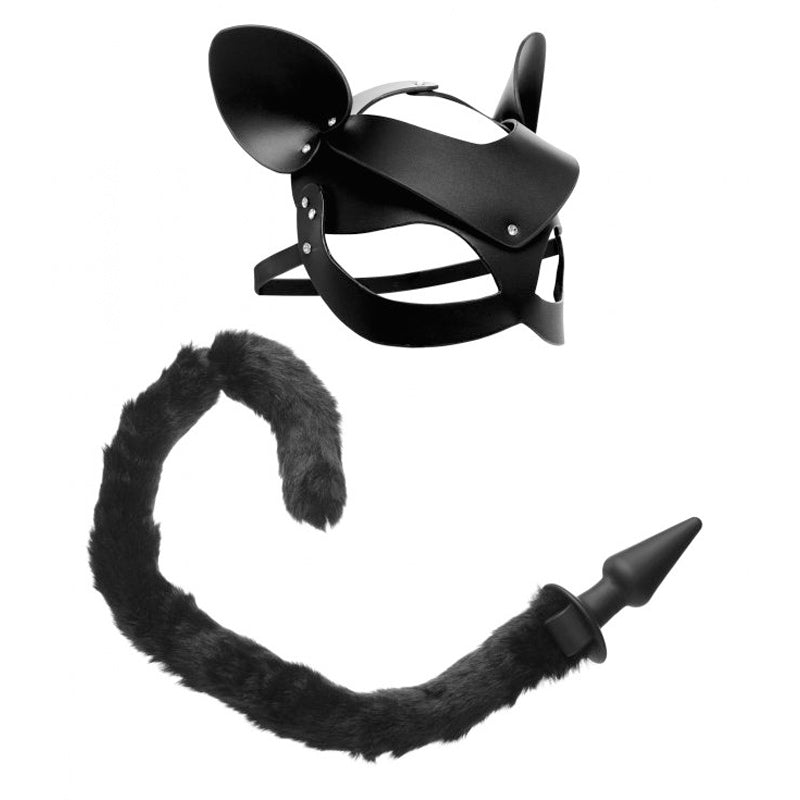 Black Cat Tail Anal Plug &amp; Mask Set