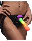 Proud Rainbow Silicone Dildo With Harness