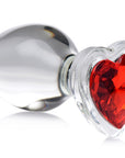 Red Heart Gem Glass Anal Plug