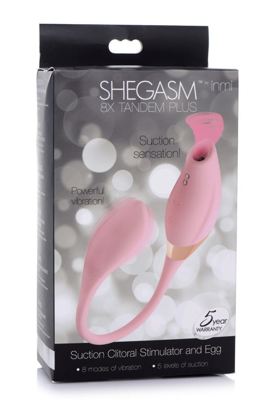 Shegasm 8X Tandem Plus Silicone Suction Clitoral Stimulator and Egg